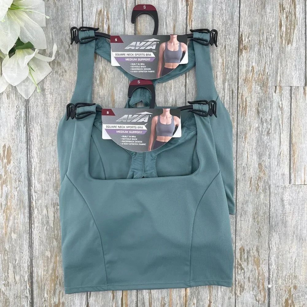 Square Neck Sports Bra Medium Support 2-Pack Size S